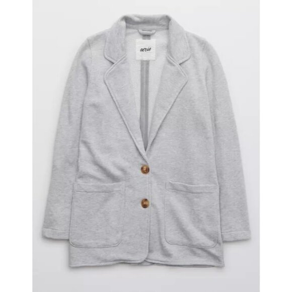 Aerie Womens Grey Knit  Fleece Blazer With Pockets Size S - Picture 1 of 8